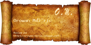 Orowan Móric névjegykártya